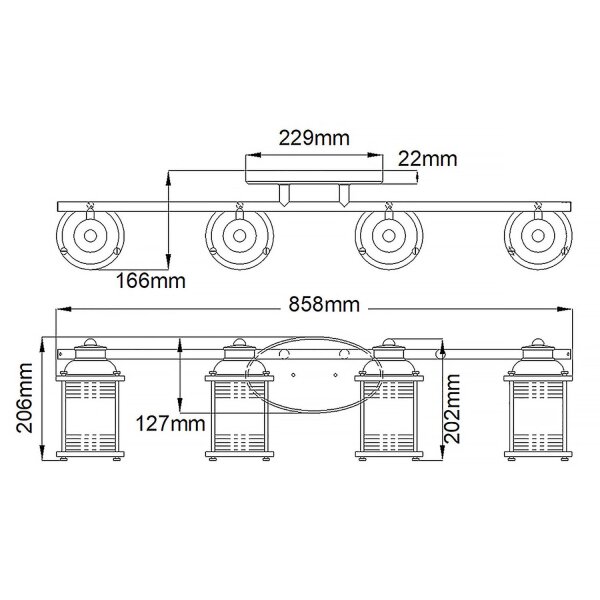 Badezimmerlampe Wand Metall Glas B: 85,8 cm IP44 E27 Chrom