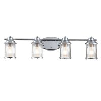 Badezimmerlampe Wand Metall Glas B: 85,8 cm IP44 E27 Chrom