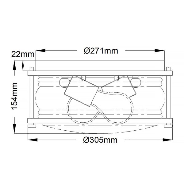 Deckenlampe Badezimmer IP44 D: 30,5 cm rund Glas Metall 2x E27
