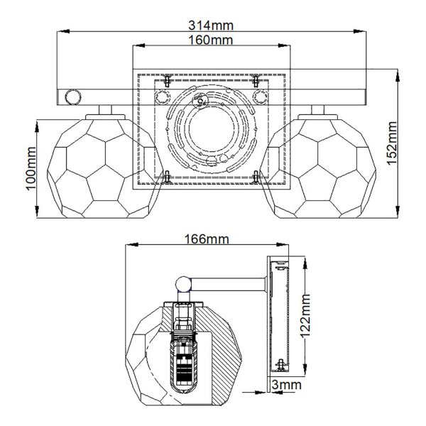 Badezimmerleuchte Kristall LED G9 3000 K 33,4 cm breit klein