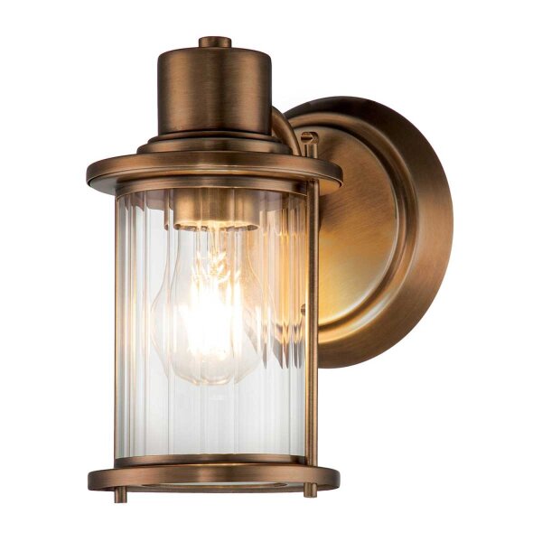 Badezimmerlampe Wand IP44 H: 21,8 cm Metall Glas E27