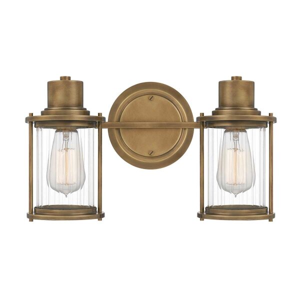 Wandleuchte Bad Vintage IP44 B: 38,1 cm Metall Glas 2x E27