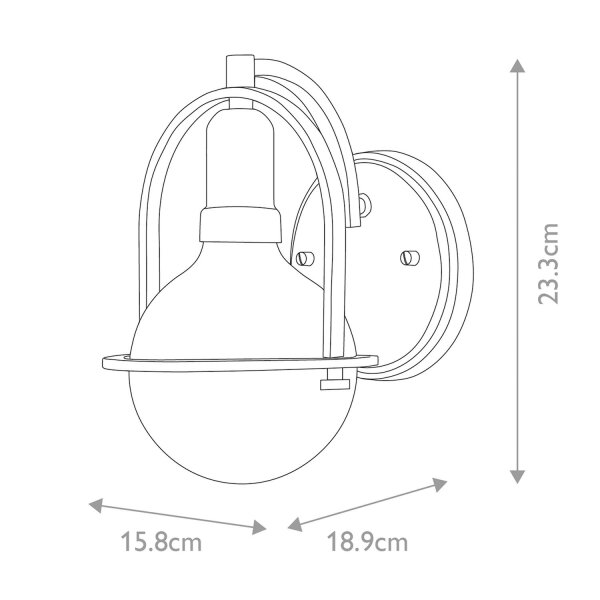 Wandleuchte Metall Glas 23,3 cm hoch Schwarz Weiß E27