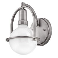 Wandleuchte Glas Metall E27 H: 23,3 cm Kugel Schirm