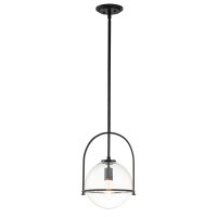 Pendelleuchte Metall Glas E27 rund D: 28,9 cm Schwarz