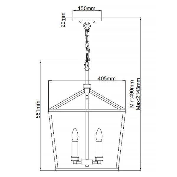 Pendelleuchte Metall E14 40,5 cm breit H: max. 216,9 cm
