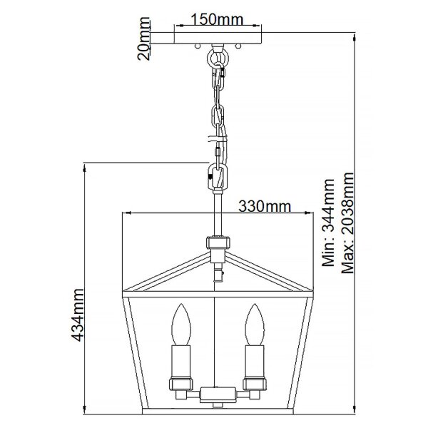 Pendelleuchte Metall B: 33 cm H: max. 202,2 cm E14