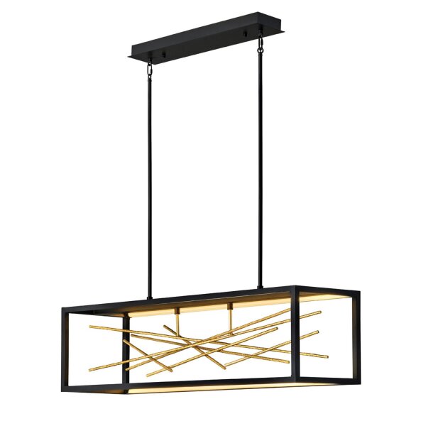 LED Hängeleuchte Schwarz Gold 113 cm lang 3000 K verstellbar