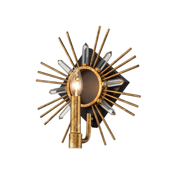 Wandleuchte Kristall Metall E14 B: 31,8 cm in Gold Schwarz