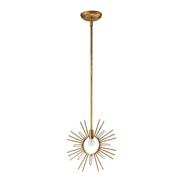 Hängelampe Gold B: 30,5 cm H: max. 127 cm Metall Kristall