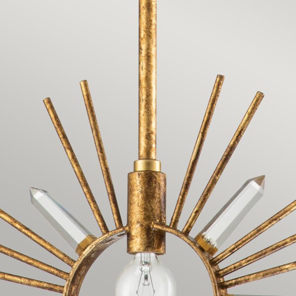 Hängelampe Gold B: 30,5 cm H: max. 127 cm Metall Kristall
