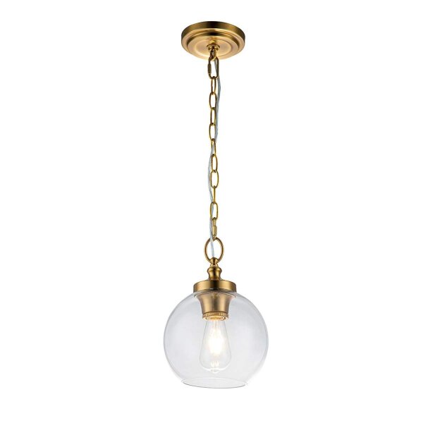 Hängelampe Metall Glas rund D: 21,6 cm H: max. 196,9 cm E27