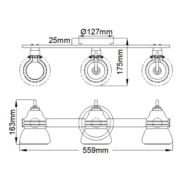 Badezimmerlampe Spiegel Metall Glas 55,9 cm breit IP44 G9 LED