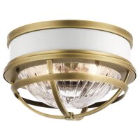 Deckenleuchte rund &Oslash; 30,5 cm Metall Riffelglas 2x E27