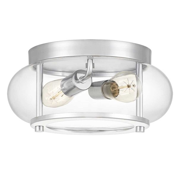 Deckenleuchte Metall Glas Ø 30,5 cm IP44 Chrom Bad