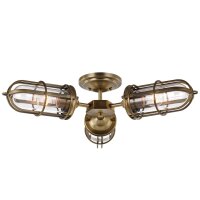 Deckenleuchte Bad IP44 B: 65,4 cm 3x E27 Metall Glas Vintage