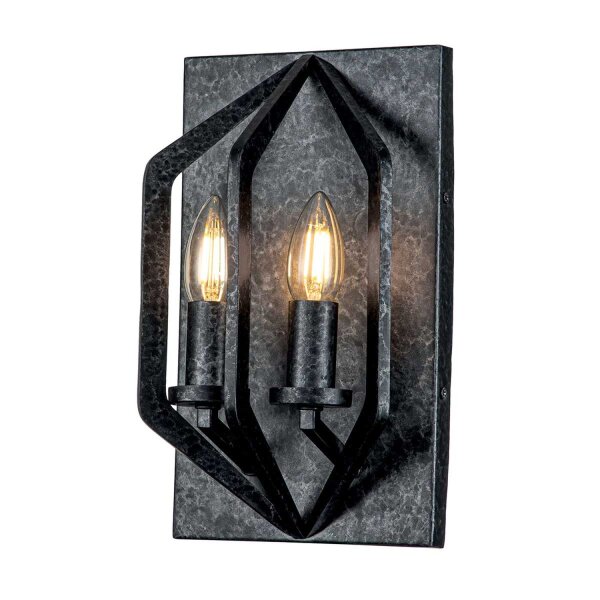Wandlampe Schwarz Antik H: 30,5 cm 2x E14 Rustikal