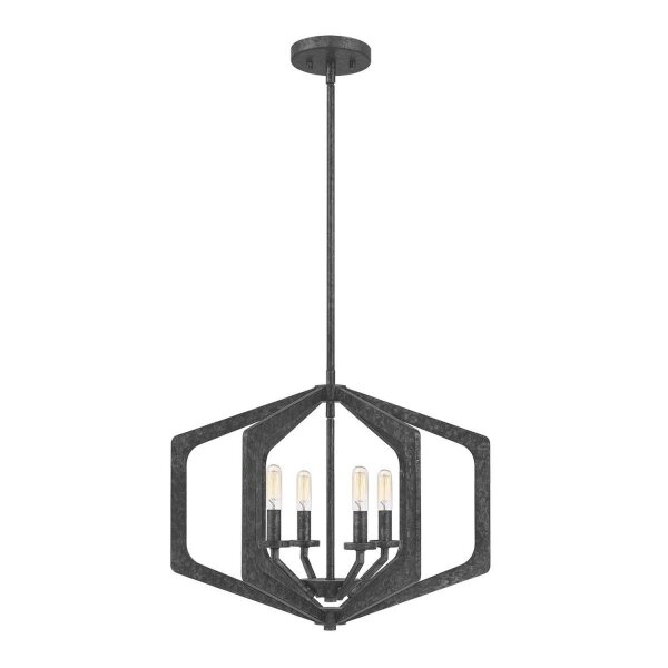 Rustikaler Kronleuchter Schwarz Antik Metall B: 51,2 cm 4x E14