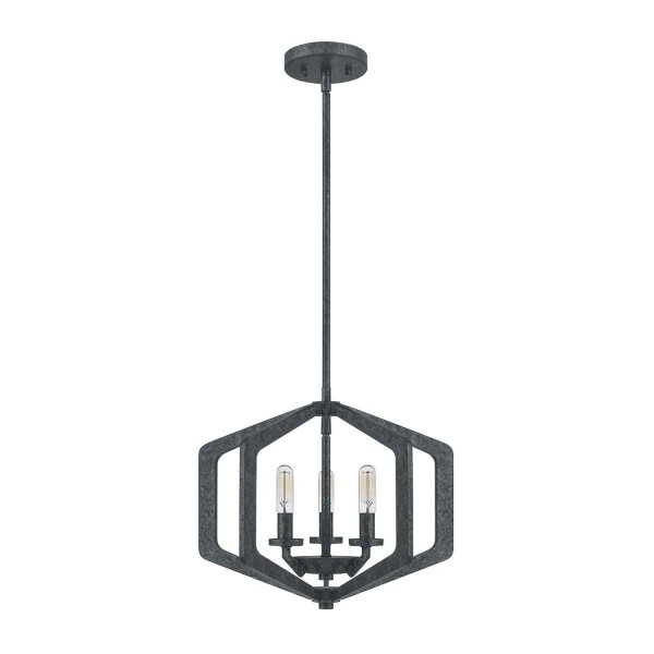 Kronleuchter Rustikal Schwarz Antik B: 40,6 cm 3x E14 Metall