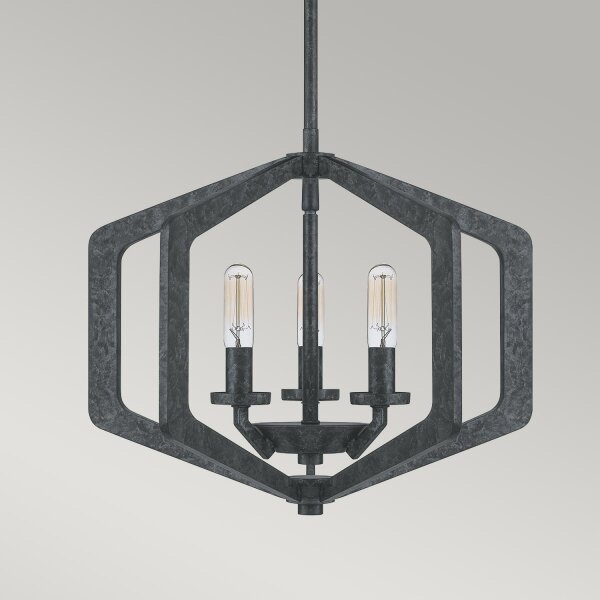 Kronleuchter Rustikal Schwarz Antik B: 40,6 cm 3x E14 Metall