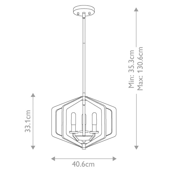 Kronleuchter Rustikal Schwarz Antik B: 40,6 cm 3x E14 Metall