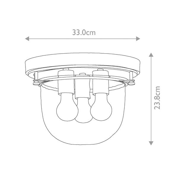 Deckenlampe Badezimmer IP44 Ø 33 cm Chrom 3x E27 Metall Glas