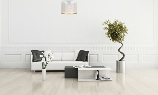 Runde Deckenlampe Metall E27 Ø20 cm in Weiß Gold