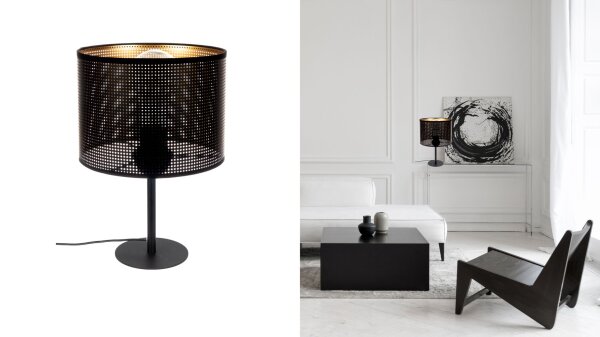 Kleine Tischleuchte Metall Schwarz Gold E27 30 cm Loft