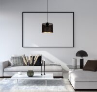 Pendelleuchte Metall Schwarz Gold E27 rund Ø20 cm...