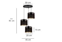 Hängelampe Metall Schwarz Gold E27 3-flmg Ø45...