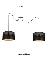 Hängelampe Spider Schwarz Gold E27 2-flmg L:200 cm...