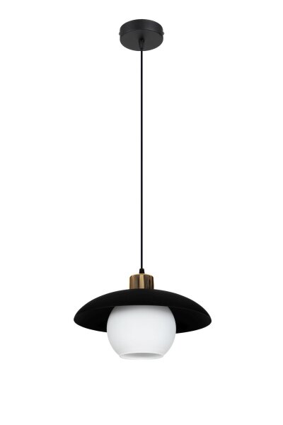 Pendelleuchte Glas Metall E27 Ø30 cm Schwarz blendarm