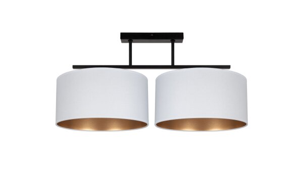 Deckenlampe Stoff blendarm Schwarz Weiß Gold E27 70 cm