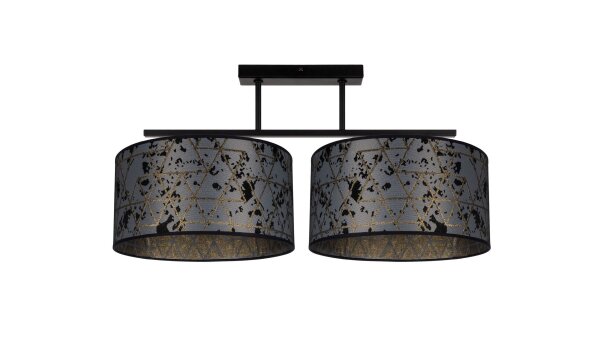 Deckenlampe Stoff blendarm Schwarz Grau Muster 70 cm