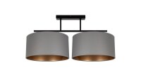 Deckenlampe Stoff blendarm Schwarz Grau Gold E27 70 cm