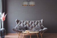 Deckenlampe Stoff blendarm Schwarz Grau Gold E27 70 cm