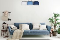Wohnliche Deckenleuchte Stoff Weiß Blau E27 L:100 cm