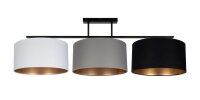 Deckenlampe Stoff Wei&szlig; Graphit Schwarz E27 100 cm lang