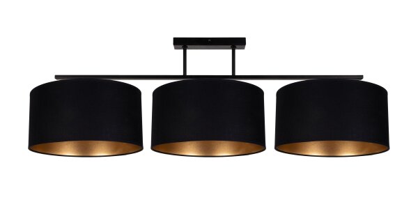 Gemütliche Deckenleuchte Stoff Schwarz Gold E27 100 cm
