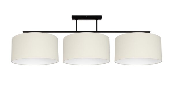 Lange Deckenleuchte Stoff Schwarz Ecru Weiß E27 100 cm