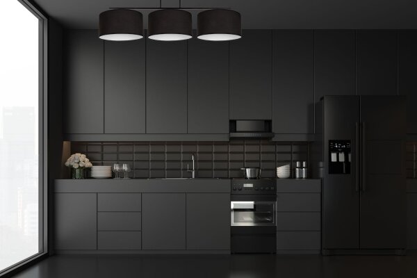 Blendarme Deckenlampe Stoff Schwarz Weiß E27 3-flammig