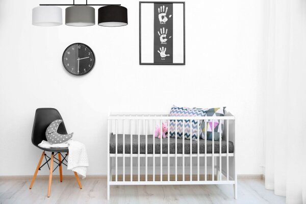 Gemütliche Deckenlampe Stoff Weiß Grau Schwarz 3-flmg