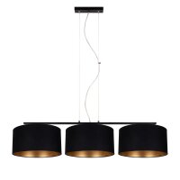 Gemütliche Pendelleuchte Stoff Schwarz Gold E27 100 cm