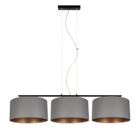 Gem&uuml;tliche H&auml;ngelampe Stoff Grau Gold E27 100 cm lang