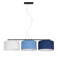 Wohnliche Pendelleuchte Stoff Weiß Blau E27 100 cm...