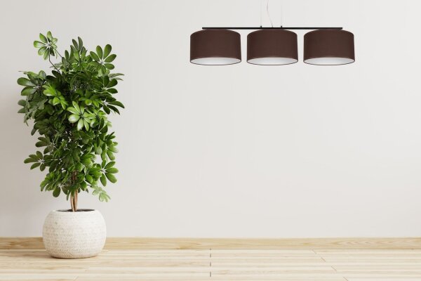 Gemütliche Hängelampe Stoff Schwarz Braun E27 L:100 cm