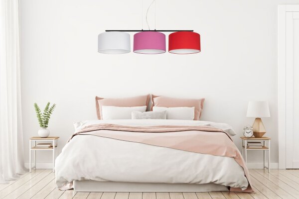 Gemütliche Hängelampe Stoff Weiß Rosa Rot E27 L:100 cm