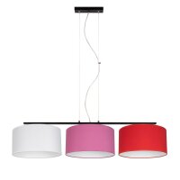 Gem&uuml;tliche H&auml;ngelampe Stoff Wei&szlig; Rosa Rot E27 L:100 cm