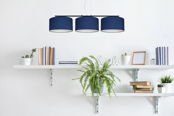 Blendarme Hängelampe Stoff Schwarz Blau E27 L:100 cm