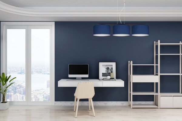 Blendarme Hängelampe Stoff Schwarz Blau E27 L:100 cm